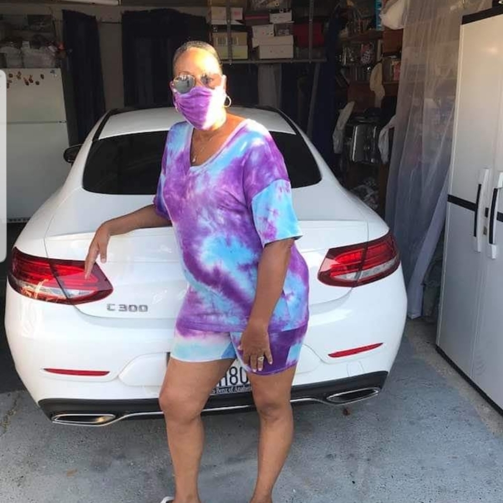 Purple Tie Dye Short set with mask
